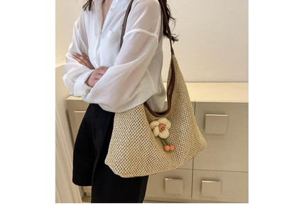 Raffia Straw Handbags Made Summer Bag With Zipper Soft Beach Tote Totes