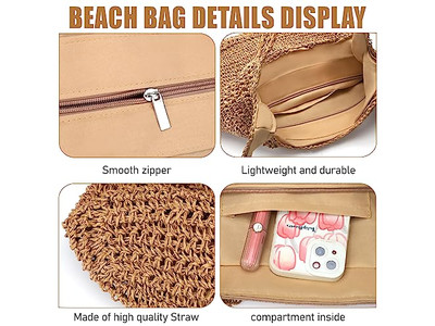 Shoulder Straw Purse Backpack Bag And Pearls Beach