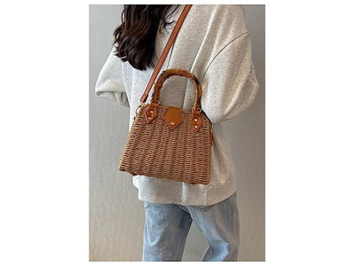 Straw Bag Palm Beach Paper Tote Round Boho Sea Bags