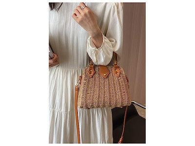 Straw Bag Palm Beach Paper Tote Round Boho Sea Bags