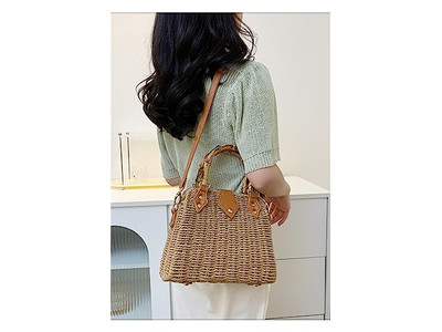Straw Bag Palm Beach Paper Tote Round Boho Sea Bags
