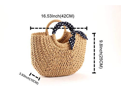 Straw Bag With Skin Bags Vacation Beach Clutch Purses