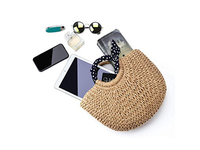 Straw Bag With Skin Bags Vacation Beach Clutch Purses
