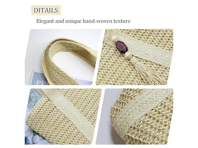 Straw Collecting Bag Beach Handbags Bags Decorated Women Wave Mini
