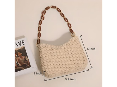 Straw Crossbody Tote Handbag Medium Hollow Out Bag