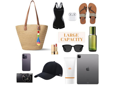 Straw Handbag Women Mat Beach Bag Tote Jute Woven Set