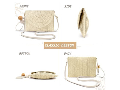 Straw Knitted Bag Phone Purse Purses Bags Summer Weaving Striped Trendy Weaved