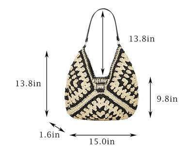 Straw Paper Braid Bag Purse For Women Purses Bags Set Rainbow Handbag